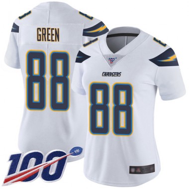 Los Angeles Chargers NFL Football Virgil Green White Jersey Women Limited 88 Road 100th Season Vapor Untouchable